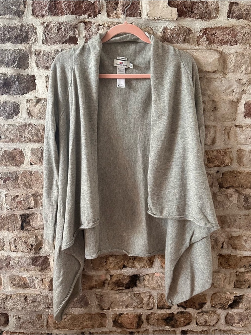 Vineyard Vines Light Gray Draped Open-Front Women's Cardigan